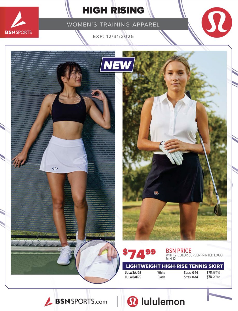 BSNSPORTS Arizona (@az_bsnsports) on Twitter photo 🎾Never too early to think about tennis uni’s next fall‼️ Check out our lululemon options, with option for customization, & get them while supplies last.  Contact your local rep or DM us here!
<a href="/BSNSPORTS/">BSN SPORTS</a> 🎾Never too early to think about tennis uni’s next fall‼️ Check out our lululemon options, with option for customization, & get them while supplies last.  Contact your local rep or DM us here!
<a href="/BSNSPORTS/">BSN SPORTS</a>