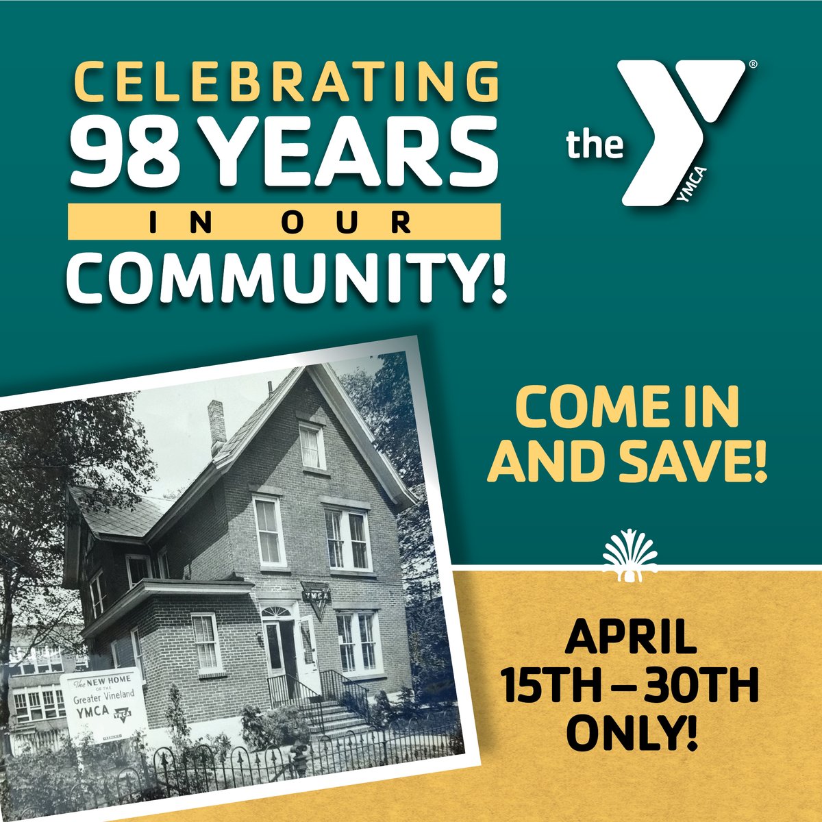 CCAYMCA's tweet photo. 🎉 Celebrating 98 years in Vineland!
Join the Y by April 30 &amp; pay just $19.27 for your first month. 💙
Be part of our story—stronger together!

👉  https://t.co/mERl7Ax4T9 https://t.co/1djKWhZx6p