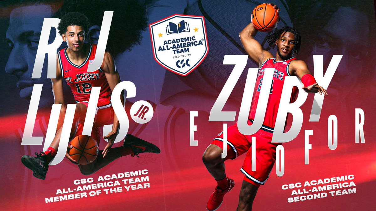 𝐀𝐜𝐚𝐝𝐞𝐦𝐢𝐜 𝐀𝐥𝐥-𝐀𝐦𝐞𝐫𝐢𝐜𝐚𝐧𝐬 📚

→ Only school with two Academic All-Americans this season 😤
→ First two Academic All-Americans in program history 👏
→ RJ becomes the third-ever St. John’s student-athlete to be named Academic All-American of the Year 🔥

🗞️: