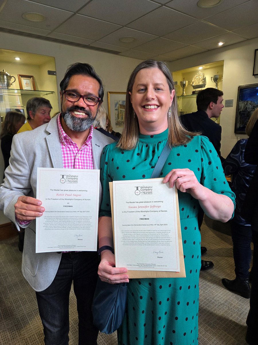Susan Jeffreys 💙 (@sujeffreys) on Twitter photo Lovely day yesterday at IT Hall giving my declaration to become a Freeman of the Worshipful Company of Nurses. Great to see fellow <a href="/FNightingaleF/">Florence Nightingale Foundation</a> Innovation SEG member Rohit there too.
Looking forward to exciting opportunities ahead.
<a href="/CompanyNurses/">Worshipful Company of Nurses</a> #QARNNS Lovely day yesterday at IT Hall giving my declaration to become a Freeman of the Worshipful Company of Nurses. Great to see fellow <a href="/FNightingaleF/">Florence Nightingale Foundation</a> Innovation SEG member Rohit there too.
Looking forward to exciting opportunities ahead.
<a href="/CompanyNurses/">Worshipful Company of Nurses</a> #QARNNS