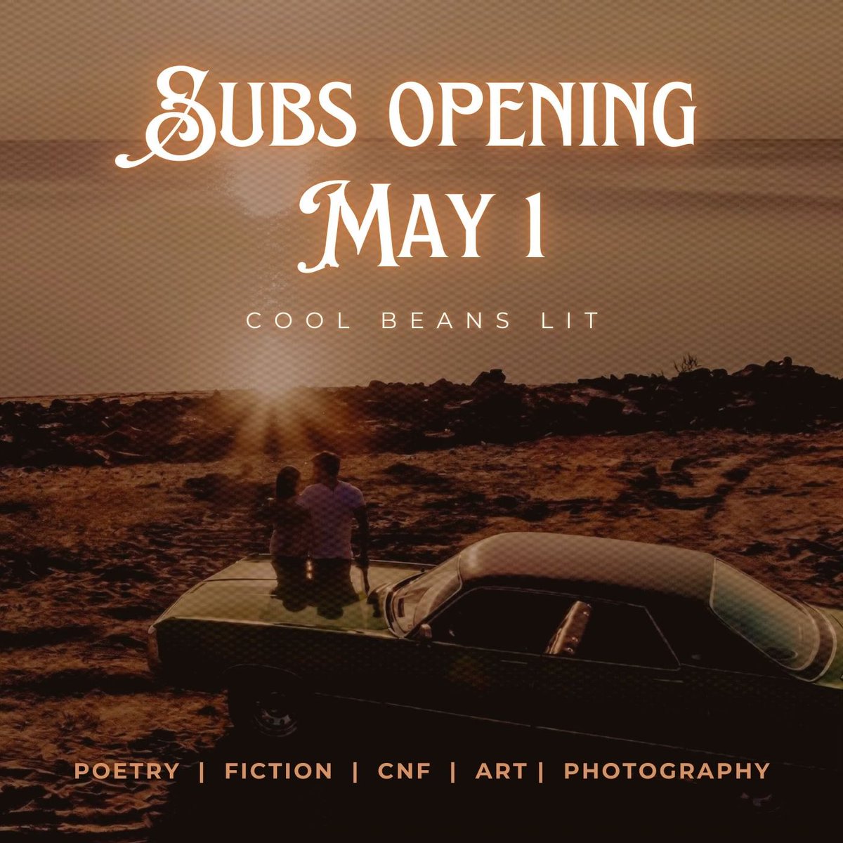 Cool Beans Lit (@coolbeanslit) on Twitter photo Set your reminders for May 1st. We’ll be opening submissions for our Summer 2025 issue!
<a href="/CoolBeansLit/">Cool Beans Lit</a> Set your reminders for May 1st. We’ll be opening submissions for our Summer 2025 issue!
<a href="/CoolBeansLit/">Cool Beans Lit</a>