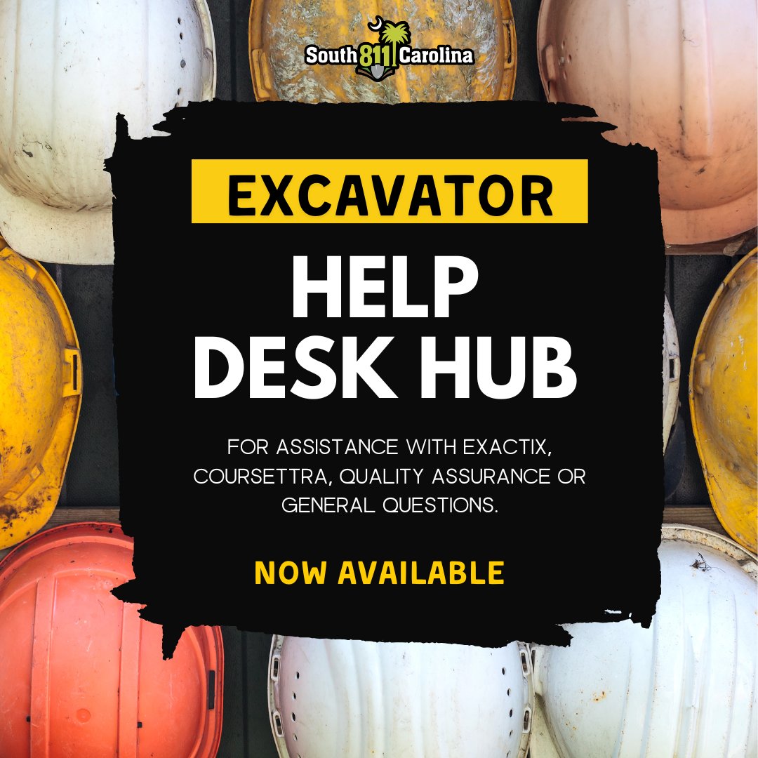 sc_811's tweet photo. Enhance your excavation experience. Our new Excavator Help Desk Hub offers seamless access to Exactix, Coursettra, Quality Assurance, and General Support - All in one convenient location. Visit https://t.co/c69IREMm6K  to get started now! 

#Excavation #OneStopSupport #SC811 https://t.co/21XW7dsSrl