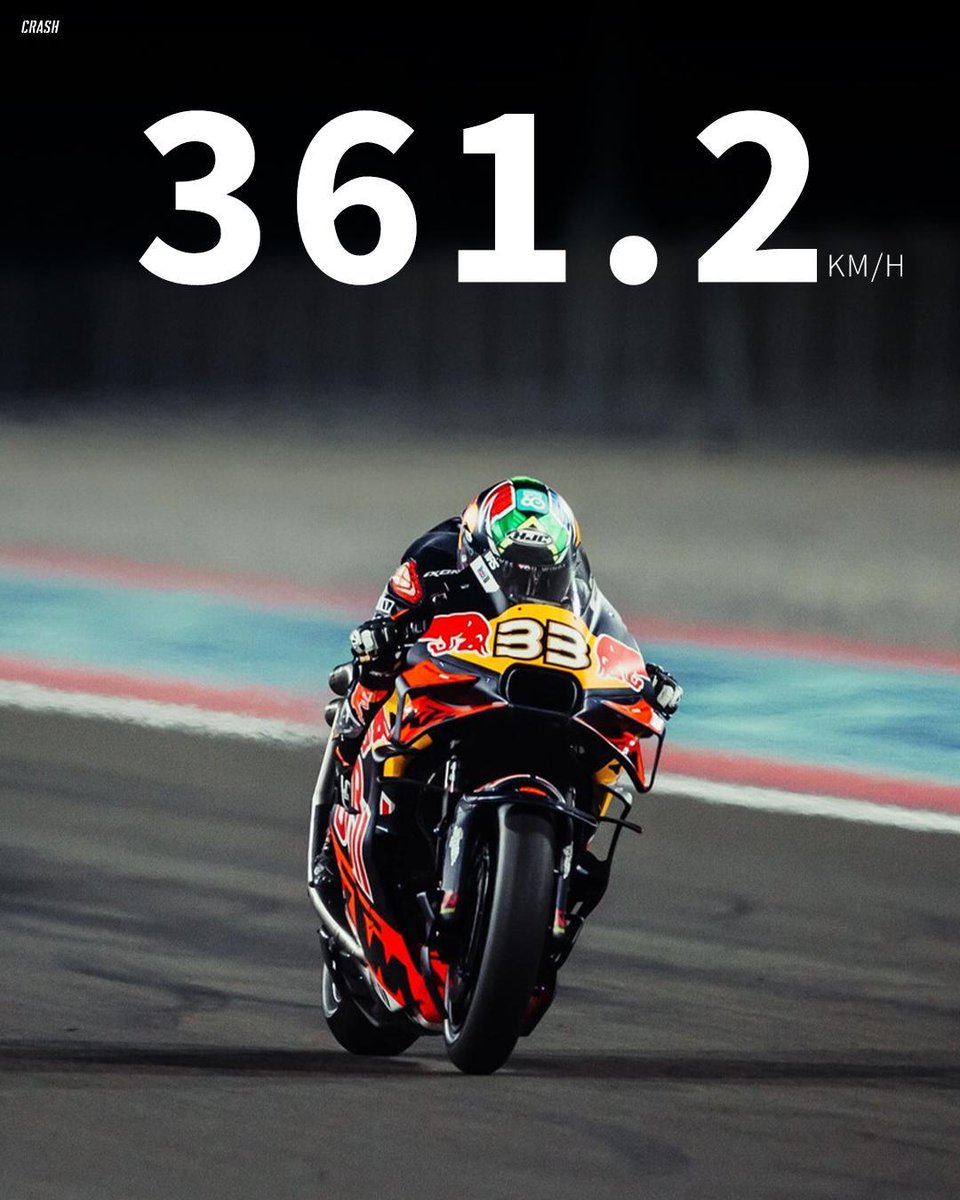 Brad Binder's KTM reached 361.2 KM/H (224.4 MPH) at Qatar 🚀😮‍💨

#MotoGP