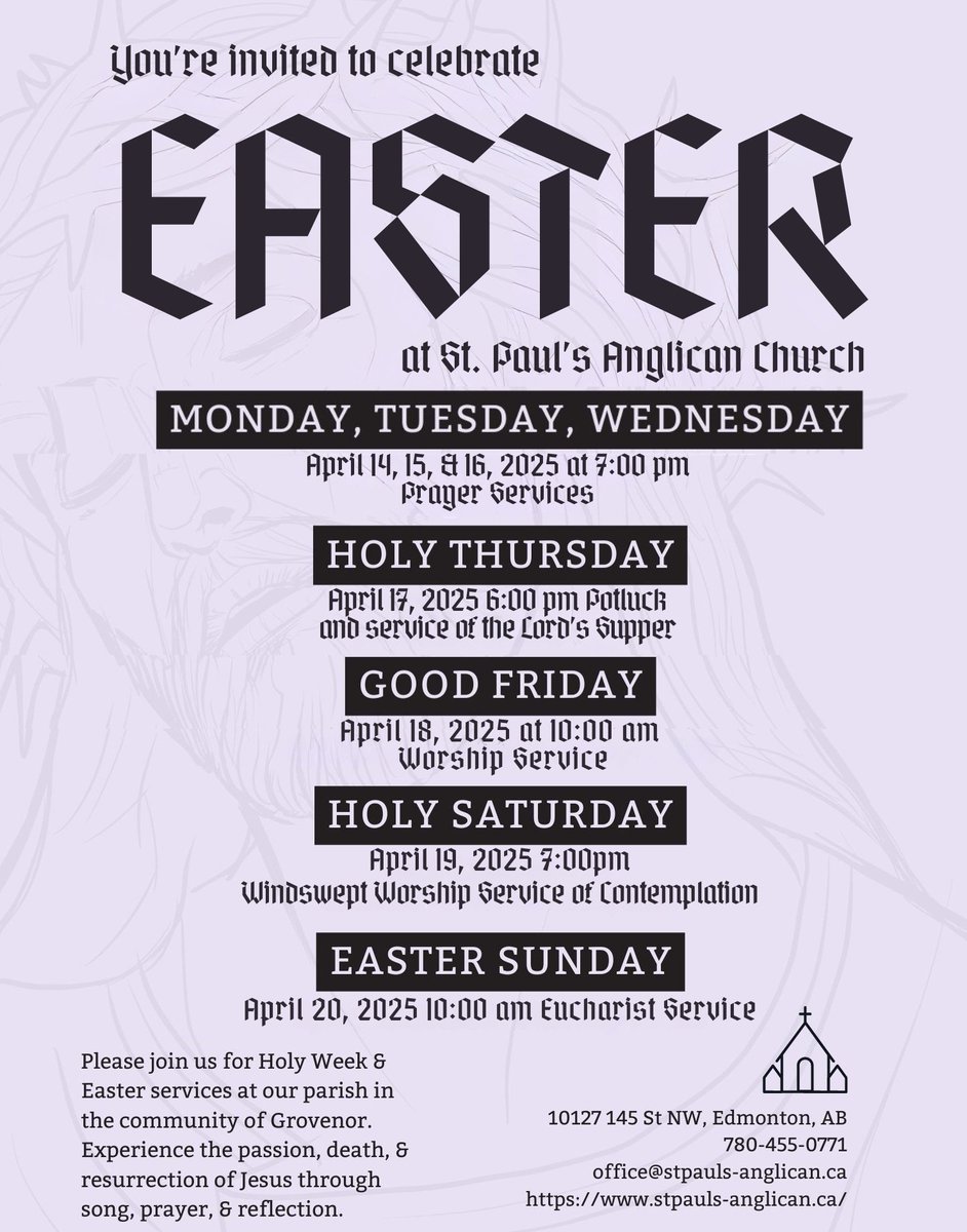 Join us for any of our Holy Week services: 
Tues-Wed 7pm EP, Thur 6pm Potluck HE, Fri 10am, Sat 7pm Arts &amp; Contemplation, Sun 10am.
#HolyWeek2025