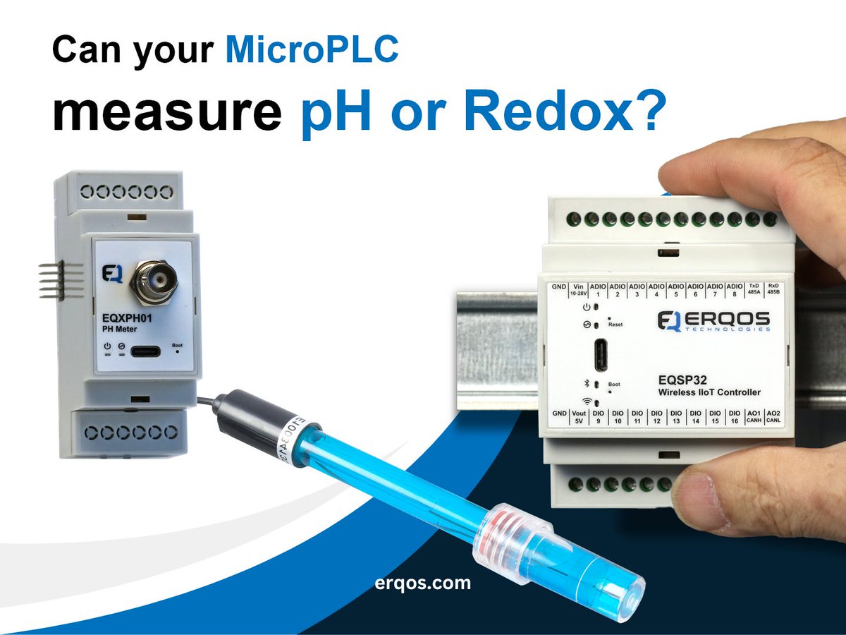 eqsp32's tweet image. EQSP32 supports direct access to pH and Redox (ORP) monitoring by just snapping an expansion module, reducing cost and simplifying water treatment applications.

🔗 erqos.com/product/eqxph01

#EQSP32 #erqos #pHMonitoring #SmartPLC #NodeRED #Aquaponics #IndustrialAutomation