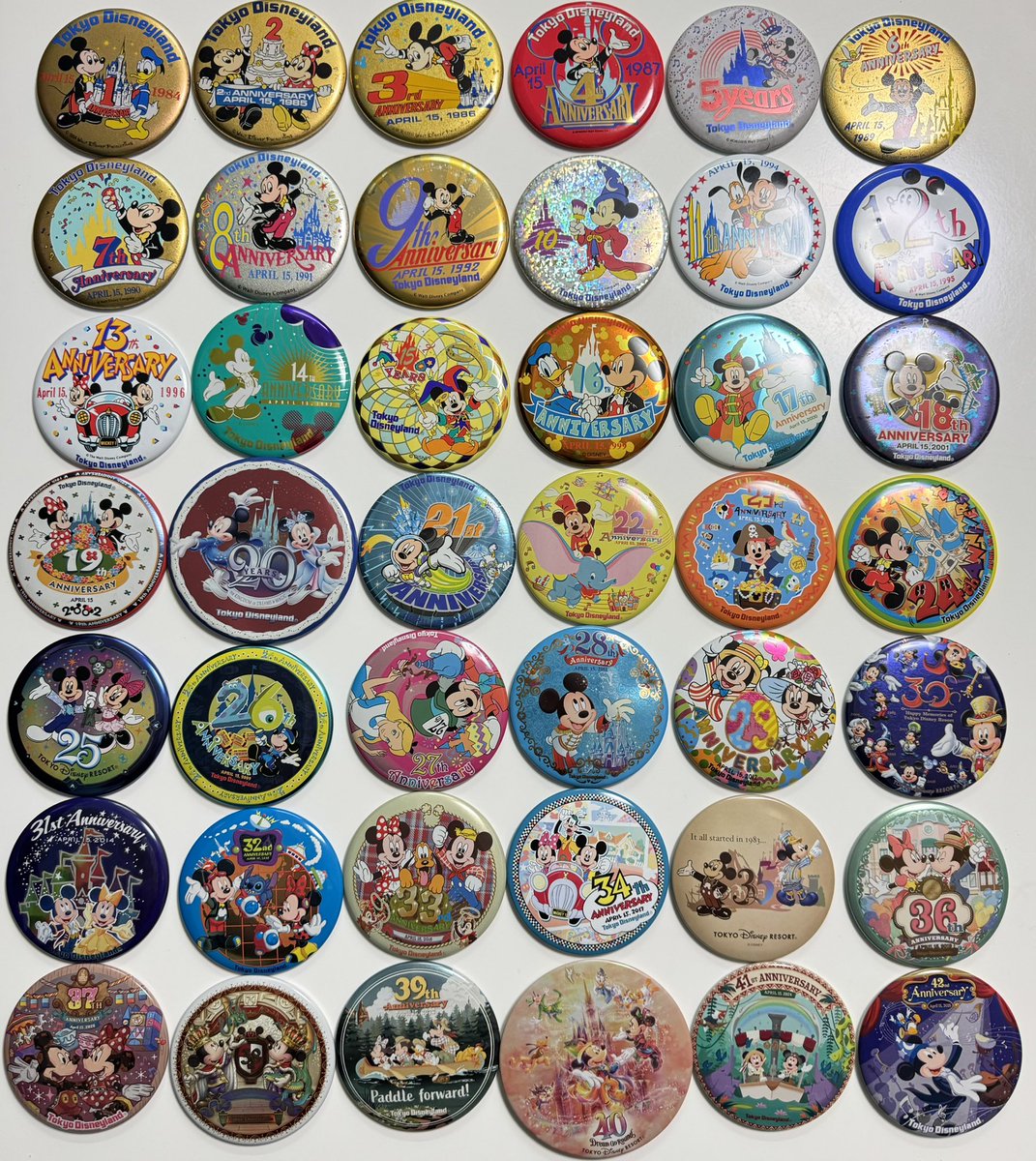 ディズニー 缶バッジ TDL 16周年記念 1999年 ミッキー&ドナルド 缶バッジ 缶バッチ