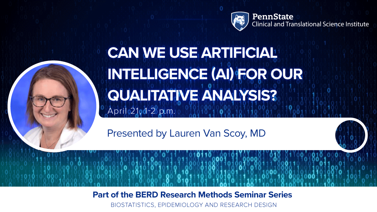 Clinical and Translational Science Institute (@pennstatectsi) on Twitter photo 📢Attn: <a href="/PSUresearch/">Penn State Research</a> faculty & staff! Join us for our next BERD Webinar: "Can we use AI for our qualitative analysis? Advantages & disadvantages to leveraging AI for qualitative research in 2025" | Apr. 21 @ 1 p.m. Register Now ➡️ bit.ly/4j3uayG 📢Attn: <a href="/PSUresearch/">Penn State Research</a> faculty & staff! Join us for our next BERD Webinar: "Can we use AI for our qualitative analysis? Advantages & disadvantages to leveraging AI for qualitative research in 2025" | Apr. 21 @ 1 p.m. Register Now ➡️ bit.ly/4j3uayG