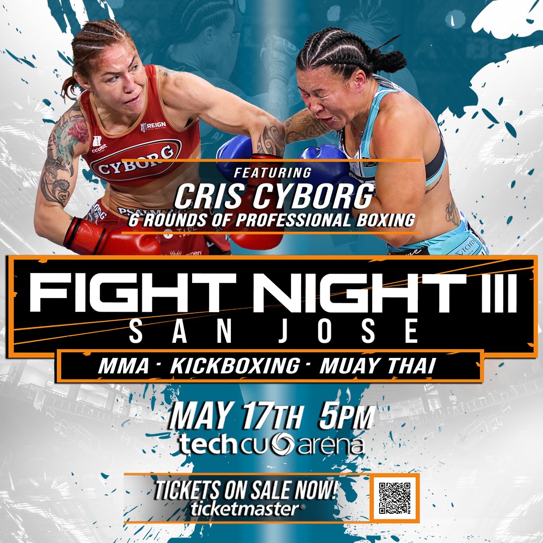 Get ready San Jose, the one and only Cris Cyborg is stepping into the boxing ring at Fight Night San Jose - happening May 17 at TechCU Arena! 
 
Don't miss any of the action, tickets are on sale now! 🎟️
