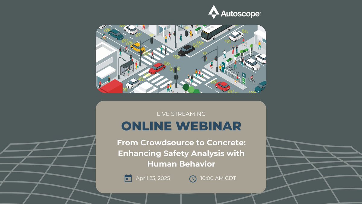 ImageSensingSys's tweet image. 🚦[Webinar] From Crowdsource to Concrete: Enhancing Safety Analysis with Human Behavior
Traditional crowdsource tools show where risk might be.
Behavior data shows what’s actually happening.

📅 Wednesday, April 23, 2025
🕒 10:00 AM CDT
👉 Register here: ow.ly/ZV0o50VApH5