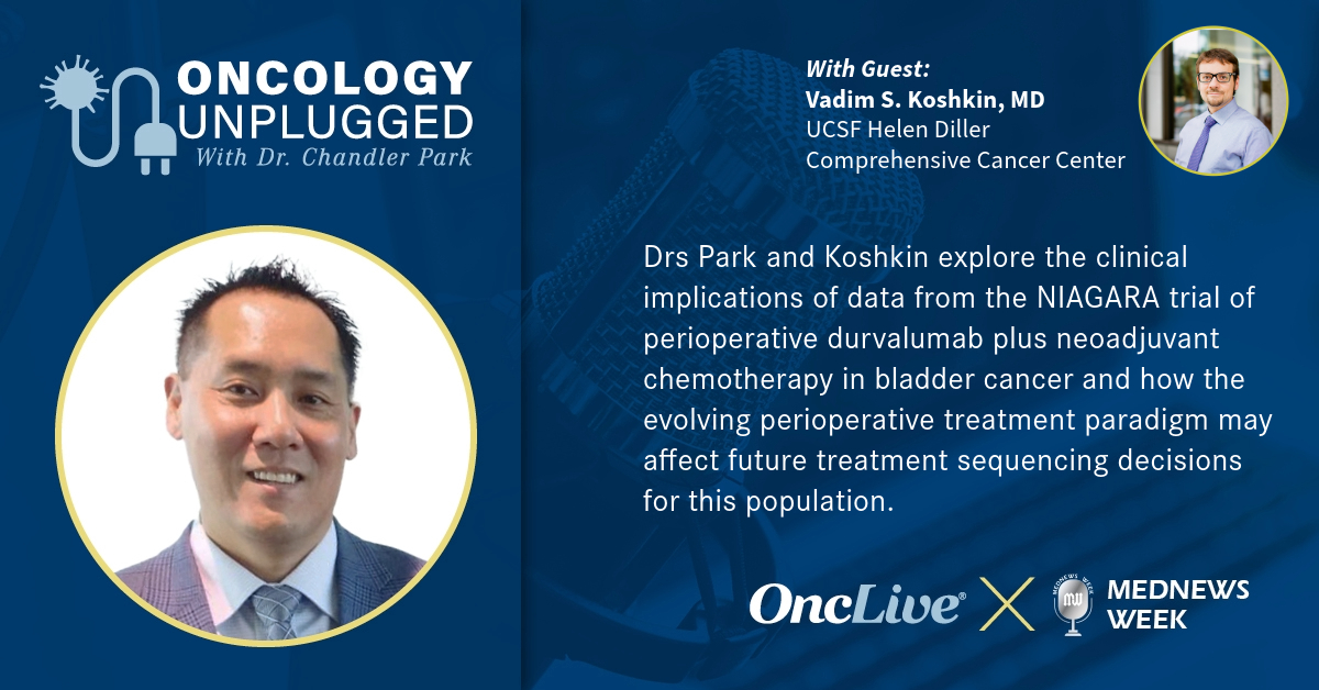 OncLive.com (@onclive) on Twitter photo Our most recent episode of Oncology Unplugged is live! Listen 🎧 to <a href="/CParkMD/">𝐂𝐡𝐚𝐧𝐝𝐥𝐞𝐫 𝐏𝐚𝐫𝐤 𝐌𝐃 𝐅𝐀𝐂𝐏</a> of <a href="/NortonHealthIT/">Norton Healthcare IT</a> and <a href="/koshkin85/">Vadim Koshkin MD</a> of <a href="/UCSFCancer/">UCSF Helen Diller Family Comprehensive Cancer Ctr</a> explore the clinical implications of the phase 3 NIAGARA trial for patients with resectable bladder cancer.
Full episode here🎙️: onclive.com/view/bladder-s… Our most recent episode of Oncology Unplugged is live! Listen 🎧 to <a href="/CParkMD/">𝐂𝐡𝐚𝐧𝐝𝐥𝐞𝐫 𝐏𝐚𝐫𝐤 𝐌𝐃 𝐅𝐀𝐂𝐏</a> of <a href="/NortonHealthIT/">Norton Healthcare IT</a> and <a href="/koshkin85/">Vadim Koshkin MD</a> of <a href="/UCSFCancer/">UCSF Helen Diller Family Comprehensive Cancer Ctr</a> explore the clinical implications of the phase 3 NIAGARA trial for patients with resectable bladder cancer.
Full episode here🎙️: onclive.com/view/bladder-s…
