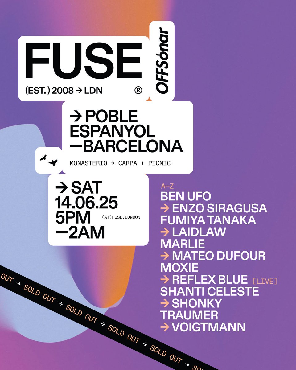 FUSE_London's tweet image. 𝗙𝗨𝗦𝗘 𝘅 𝗢𝗙𝗙𝗦𝗢𝗡𝗔𝗥 ➔ 𝗟𝗜𝗡𝗘-𝗨𝗣 🇪🇸

All tickets for this event are sold out. Please be aware of ticket scammers. For VIP tables, contact: vip@centris-events.com