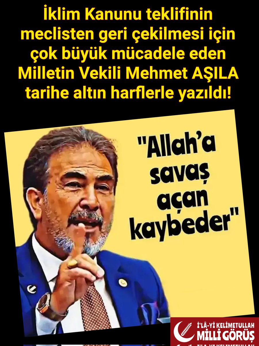 Tarih; 
➖ Kimini HAİN, 
➖ Kimini Küreselci
➖ Kimini PİYON 
➖ Kimini de KAHRAMAN olarak yazdı. 

Ama Tarih Mehmet AŞILA'yı; 
Küreselcilerin değil, 
Milletin KAHRAMAN Vekili olarak yazdı❗