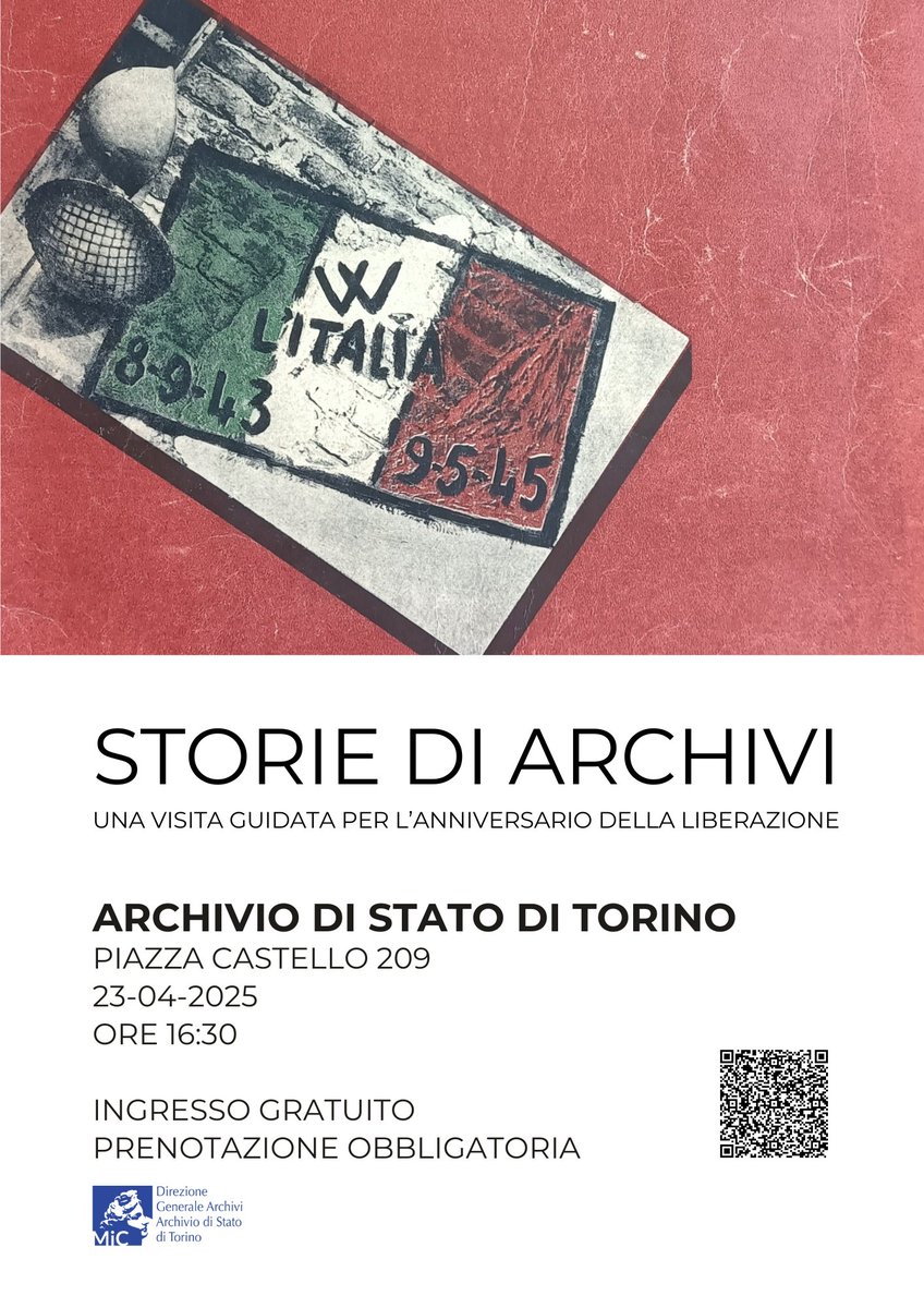 Il 23 aprile alle 16.30 visita guidata in occasione dell'anniversario della #Liberazione archiviodistatotorino.cultura.gov.it/visita-guidata… <a href="/MiC_Italia/">Ministero della Cultura</a> #torino #archividitalia