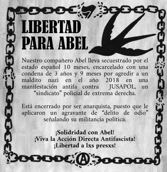 Antifaxismoa's tweet photo. Abel Askatu ! ✊🏴📢
#LlibertatAbel
https://t.co/R7OMaXr0Hp https://t.co/Ju1VK5MM6t