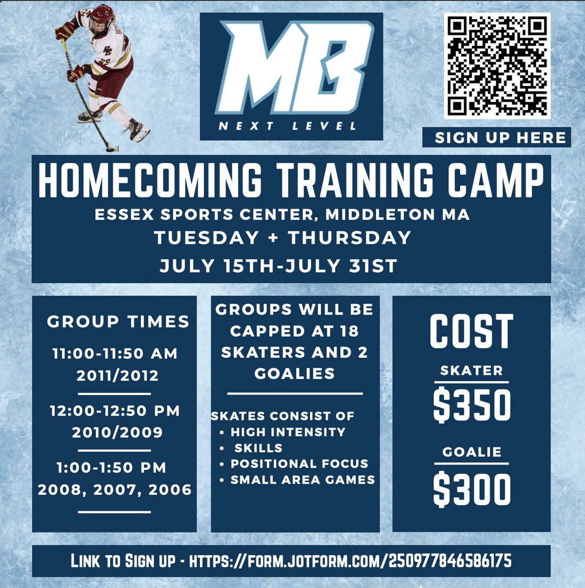 🚨 Homecoming Training Camp! 🚨

Check the graphic below for more information! ⬇️👀

Sign up here before it's too late!
🔗 form.jotform.com/250977846586175
