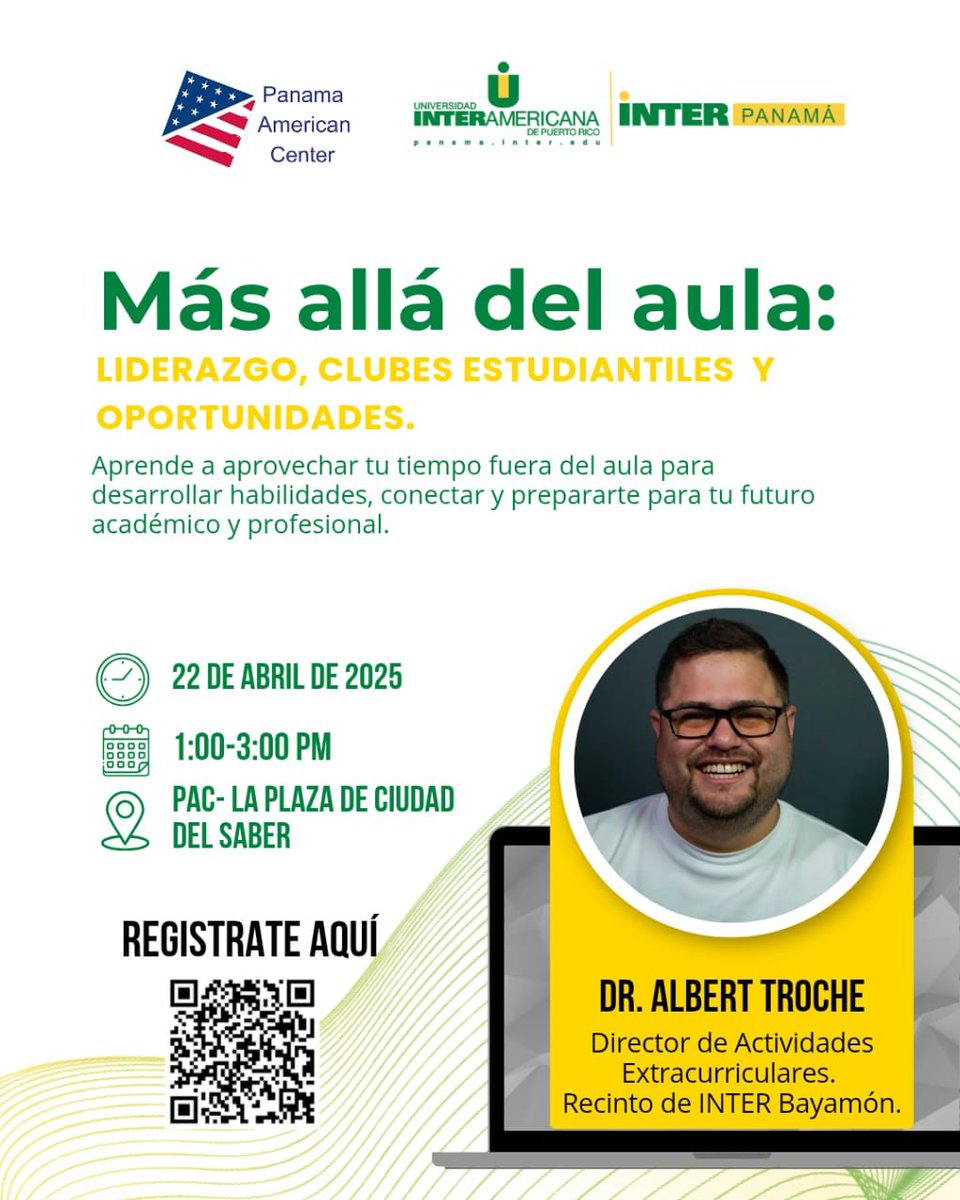 🎓 ¿Te gustaría estudiar fuera de Panamá o aplicar a una beca?
Este martes 22 de abril acompáñanos a la charla:
"Más allá del aula"
🕐 1-3PM | 📍Ciudad del Saber
📌 Entrada libre
🔗 Info por DM
#INTERPanamá