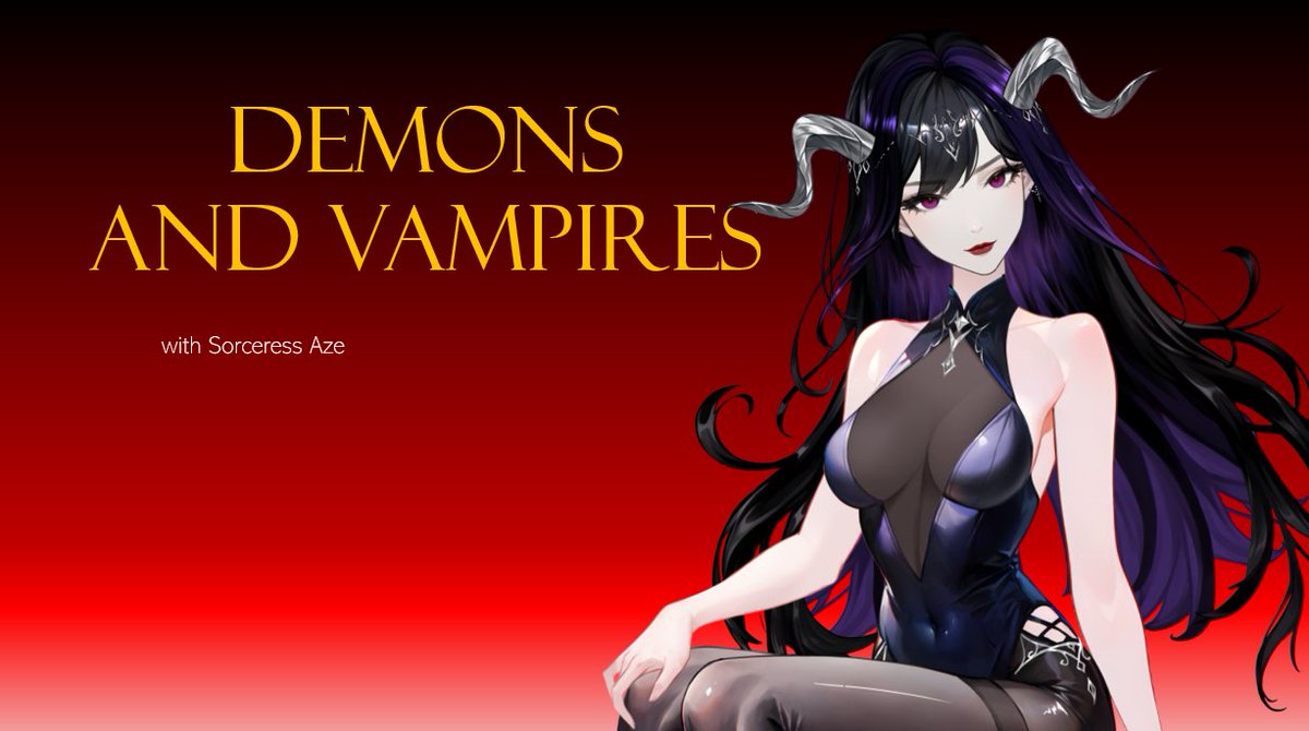 Inviting everyone for regular Tuesday Lore Stream! ✨
Today I will be talking about Demons and Vampires from  Ammeadore. 
twitch.tv/azeretseir 
Start 2pm AST!!! (in about 40 minutes)
#Vtuber #VtuberEN #VtuberLore #Fantasy #Roleplay
