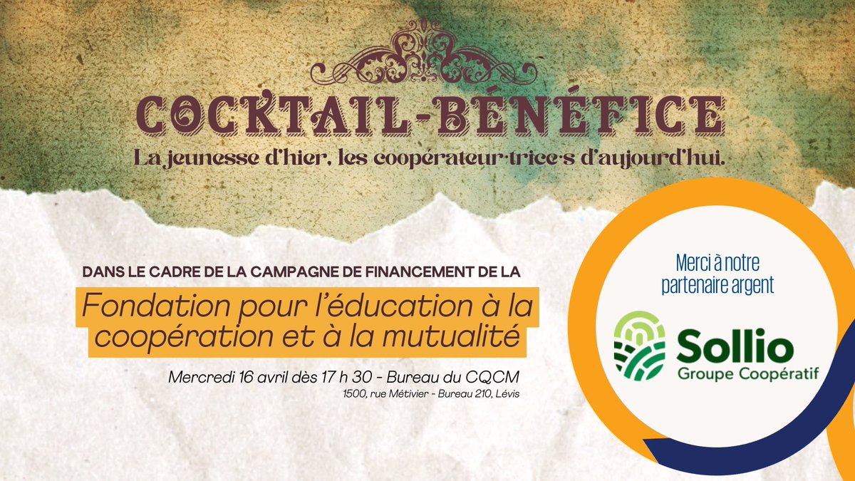 CQCM (@cqcmcoop) on Twitter photo Merci à <a href="/SollioCoop/">Sollio Groupe Coopératif</a> pour son soutien au Cocktail-bénéfice qui se tiendra demain au siège social du CQCM! Tous les profits amassés seront remis à la Fondation.
Encan
signaturepro.bid/encans/encanfo…
Loto-COOP
bit.ly/3Qdjz7s
Don
fondation.coop/faites-un-don Merci à <a href="/SollioCoop/">Sollio Groupe Coopératif</a> pour son soutien au Cocktail-bénéfice qui se tiendra demain au siège social du CQCM! Tous les profits amassés seront remis à la Fondation.
Encan
signaturepro.bid/encans/encanfo…
Loto-COOP
bit.ly/3Qdjz7s
Don
fondation.coop/faites-un-don
