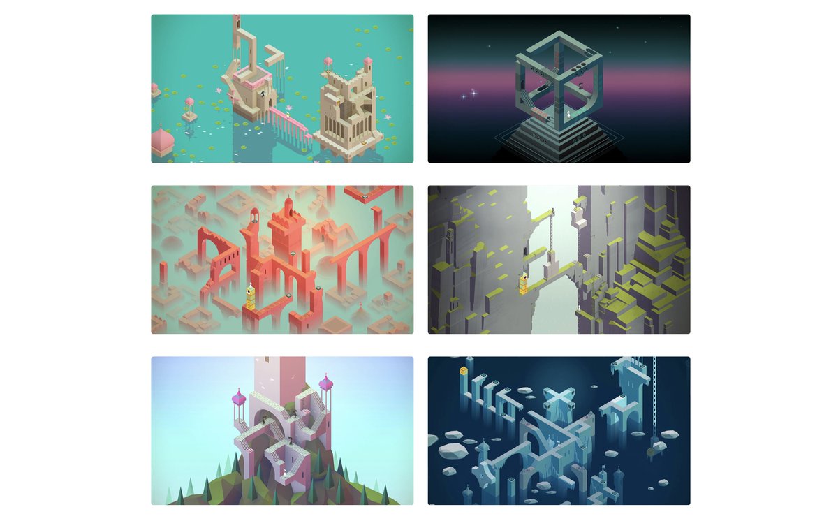Switchで「 Monument Valley 」が出てた…IIもあるね。俺はこのゲームの綺麗な色のグラフィックが好きで、昔iPadでよう遊んでた。ちなみにiPadだとタテ長のインターフェースだったけど、ヨコ長のSwitchではどう調整してるんだろ… 