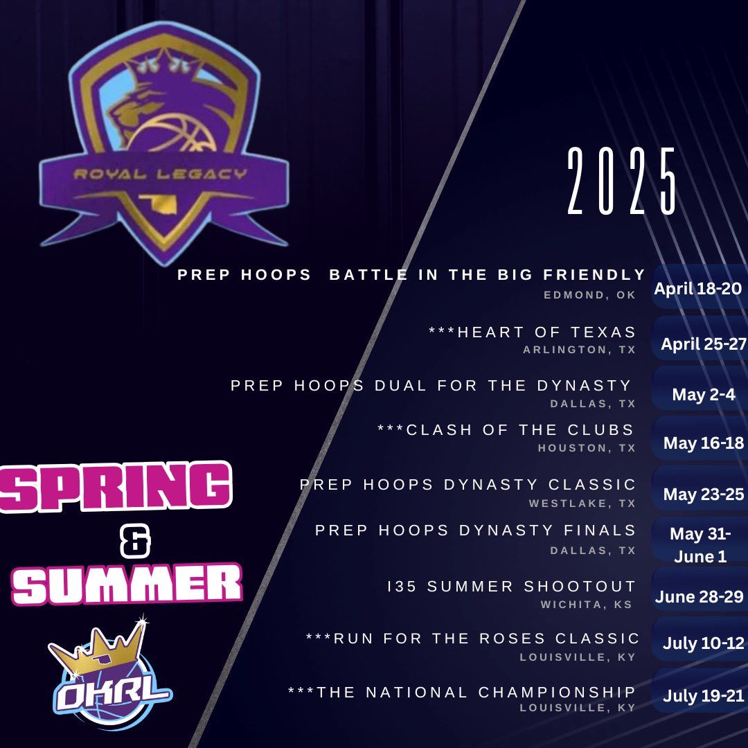 Schedule for the summer. Come check me out. Let’s gooooo!!! <a href="/ok_royallegacy/">Oklahoma Royal Legacy Basketball Club</a> 

<a href="/PGHCircuit/">Prep Girls Hoops Circuit 🏀</a> 
<a href="/coachjvick1/">Coachjvick (new)</a> 
<a href="/PGHOklahoma/">Prep Girls Hoops Oklahoma</a> 
<a href="/abovelinehoops/">Abovethelinehoops</a>