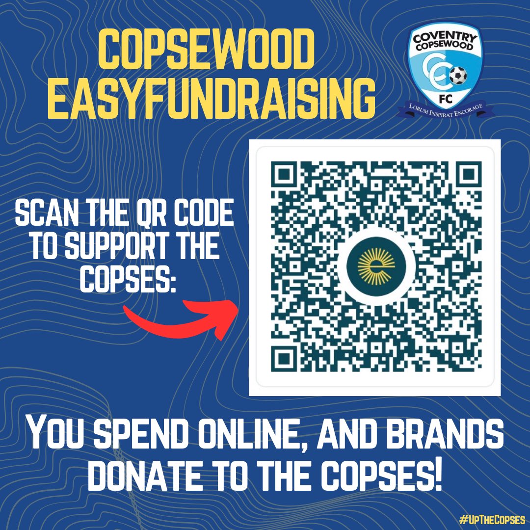 copsewoodFC's tweet photo. We have partnered with the @easyuk platform which enables the club to receive donations from brands that our supporters purchase from online 🤝

This is FREE and easy to set up following the simple steps provided using the QR code or link in the comments 👇 https://t.co/sQDgpfRqQq