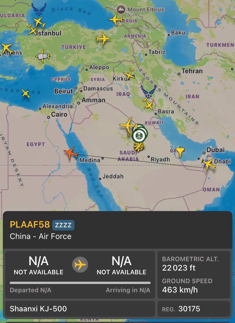 MenchOsint's tweet photo. 🇪🇬 Delivery of Egyptian Air Force J-10CE ?

Continued flow of China PLA Air Force Cargo aircraft (+ an AWACS) towards Egypt (likely landing in Wadi Abu Rish Air Base, south of Cairo)

Xi'an Y-20A reg 11256 
Xi'an Y-20A reg 11252
Shaanxi KJ-500 reg 30175 

&amp; more in the past week https://t.co/Zhf9EslBNj