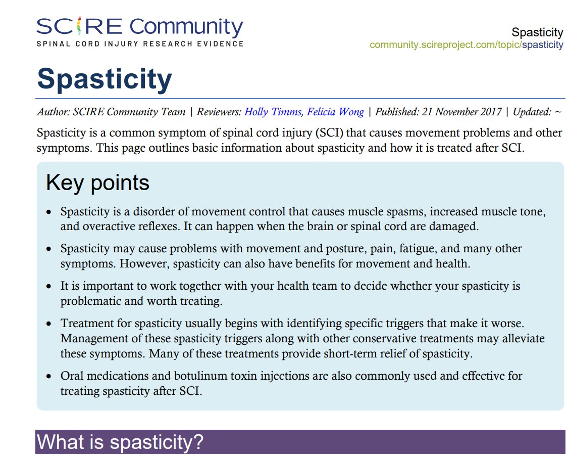 SCIRE Community (@scirecommunity) on Twitter photo Spasticity is common in people with #SCI...sometimes it helps, sometimes it doesn't, and sometimes it is telling you something else going on with your body. Check out our Spasticity factsheet: community.scireproject.com/topic/spastici⦠and our video series on YouTube: youtube.com/playlist?list=⦠š Spasticity is common in people with #SCI...sometimes it helps, sometimes it doesn't, and sometimes it is telling you something else going on with your body. Check out our Spasticity factsheet: community.scireproject.com/topic/spastici⦠and our video series on YouTube: youtube.com/playlist?list=⦠š