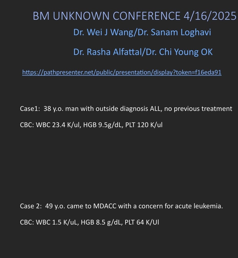 PaulYoungMD (@paulyoungmd1) on Twitter photo Please join our Bone Marrow Unknown Conference with Molecular Correlation featuring Dr Loghavi <a href="/sanamloghavi/">Sanam Loghavi, MD صنم لغوی 🔬🧬</a> and Dr Ok tomorrow 04/16/25 @9.15 am CST.
Preview slides here: pathpresenter.net/public/present…
<a href="/KirillLyapichev/">Kirill Lyapichev</a> <a href="/SibaElHussein/">Siba El Hussein, MD</a>
<a href="/EShuyu/">SHUYU E MD, PhD</a> <a href="/SkybhatiaMD/">Aakash Bhatia, MD</a>
mdacc.zoom.us/j/88011265426?… Please join our Bone Marrow Unknown Conference with Molecular Correlation featuring Dr Loghavi <a href="/sanamloghavi/">Sanam Loghavi, MD صنم لغوی 🔬🧬</a> and Dr Ok tomorrow 04/16/25 @9.15 am CST.
Preview slides here: pathpresenter.net/public/present…
<a href="/KirillLyapichev/">Kirill Lyapichev</a> <a href="/SibaElHussein/">Siba El Hussein, MD</a>
<a href="/EShuyu/">SHUYU E MD, PhD</a> <a href="/SkybhatiaMD/">Aakash Bhatia, MD</a>
mdacc.zoom.us/j/88011265426?…