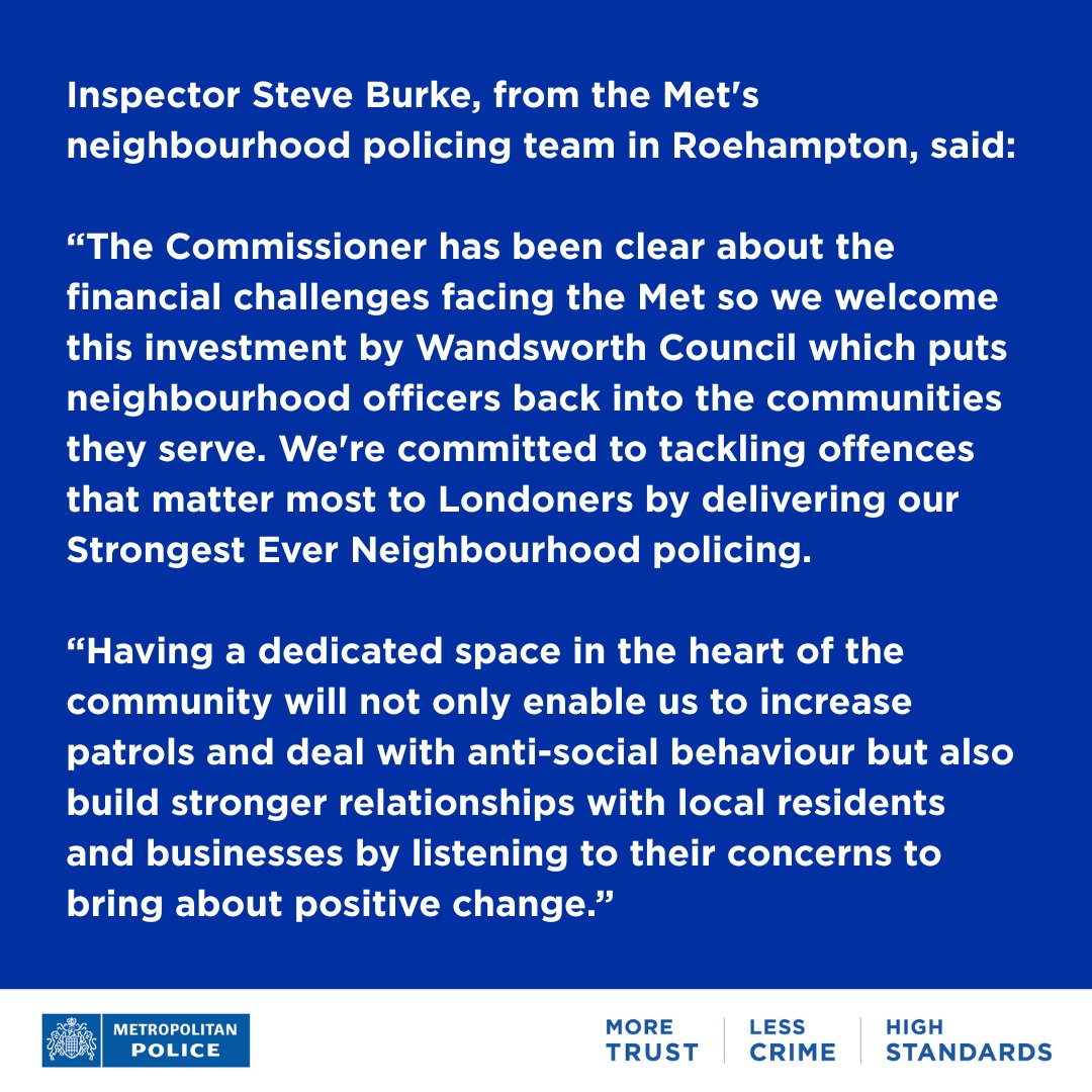 Roehampton SNT can now access a space at the heart of the community, which allows them more time to patrol, deal with ASB, and listen to resident's concerns. Officers were joined by MP Fleur Anderson, Cllr Graeme Henderson and Wandsworth Council at Roehampton Parish Hall.