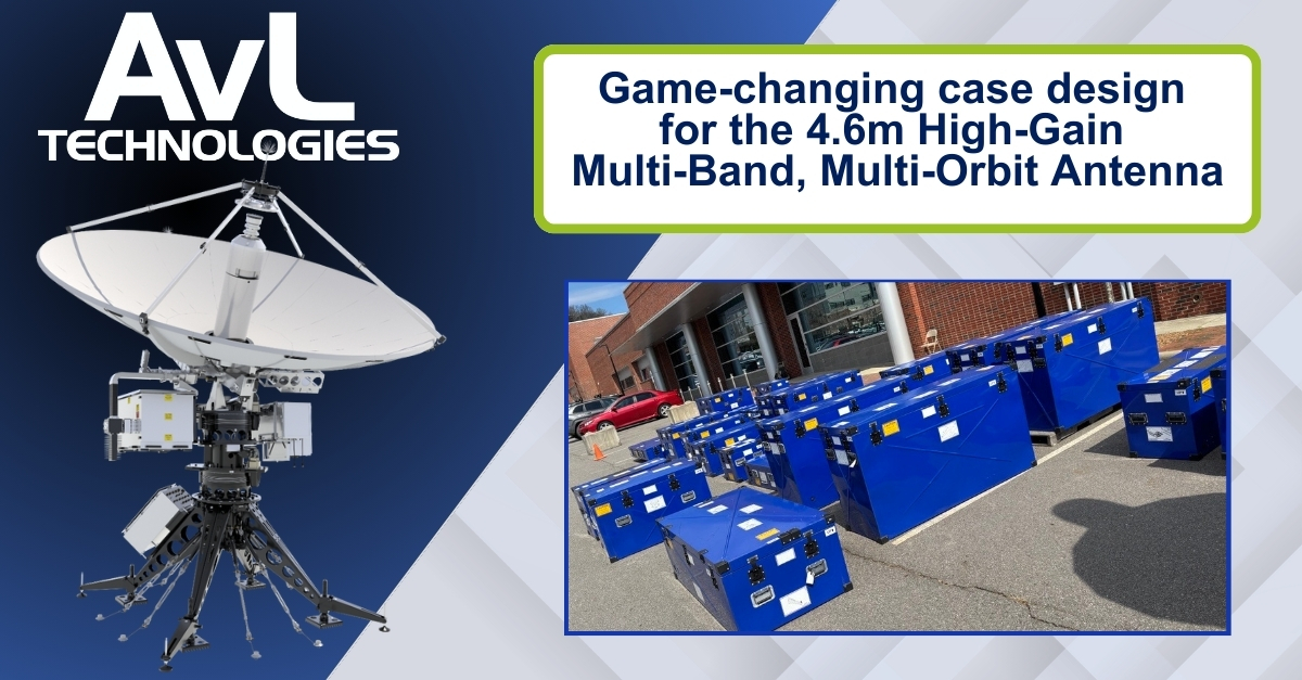 satelliteevo's tweet image. Introducing AvL&apos;s game-changing case design for the 4.6m High-Gain, Multi-Orbit, Multi-Band Antenna. This innovative system breaks down into 24 expertly engineered cases that fit seamlessly onto two 463L-standard air pallets. #AvLTechnologies #SatelliteTechnology