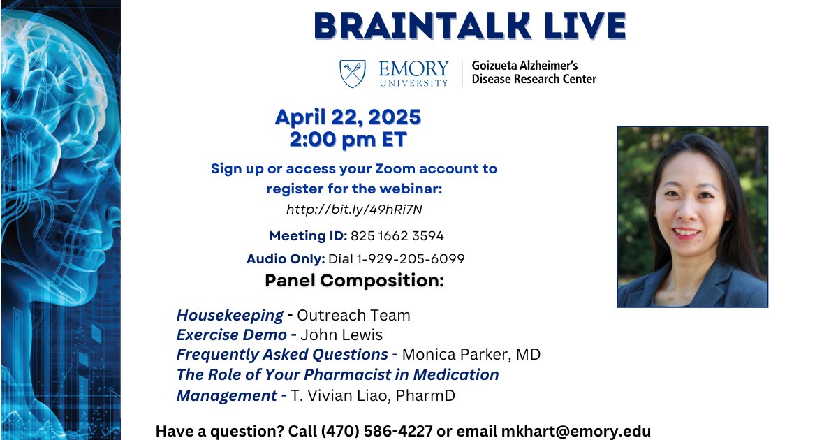 Join us as we wrap up the month of April on BrainTalk Live! We will be joined by two great pharmacists, Shoshanna Robinson, PharmD and T. Vivian Liao, PharmD.

Register: bit.ly/49hRi7N