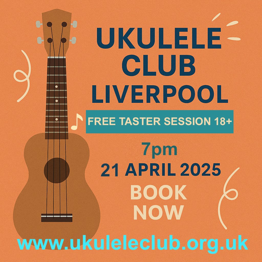 FREE UKULELE TASTER SESSIONS | Monday 21 April | (6pm) - Children aged 8 - 12yrs 
(7pm) - Adults 18+ 
For more info and to book a place visit: ukuleleclub.org.uk/ucl_taster.html

#UkuleleClubLiverpool #LearnUkulele #MusicForFun #UkuleleLife #StrumAndSmile  #KidsClub