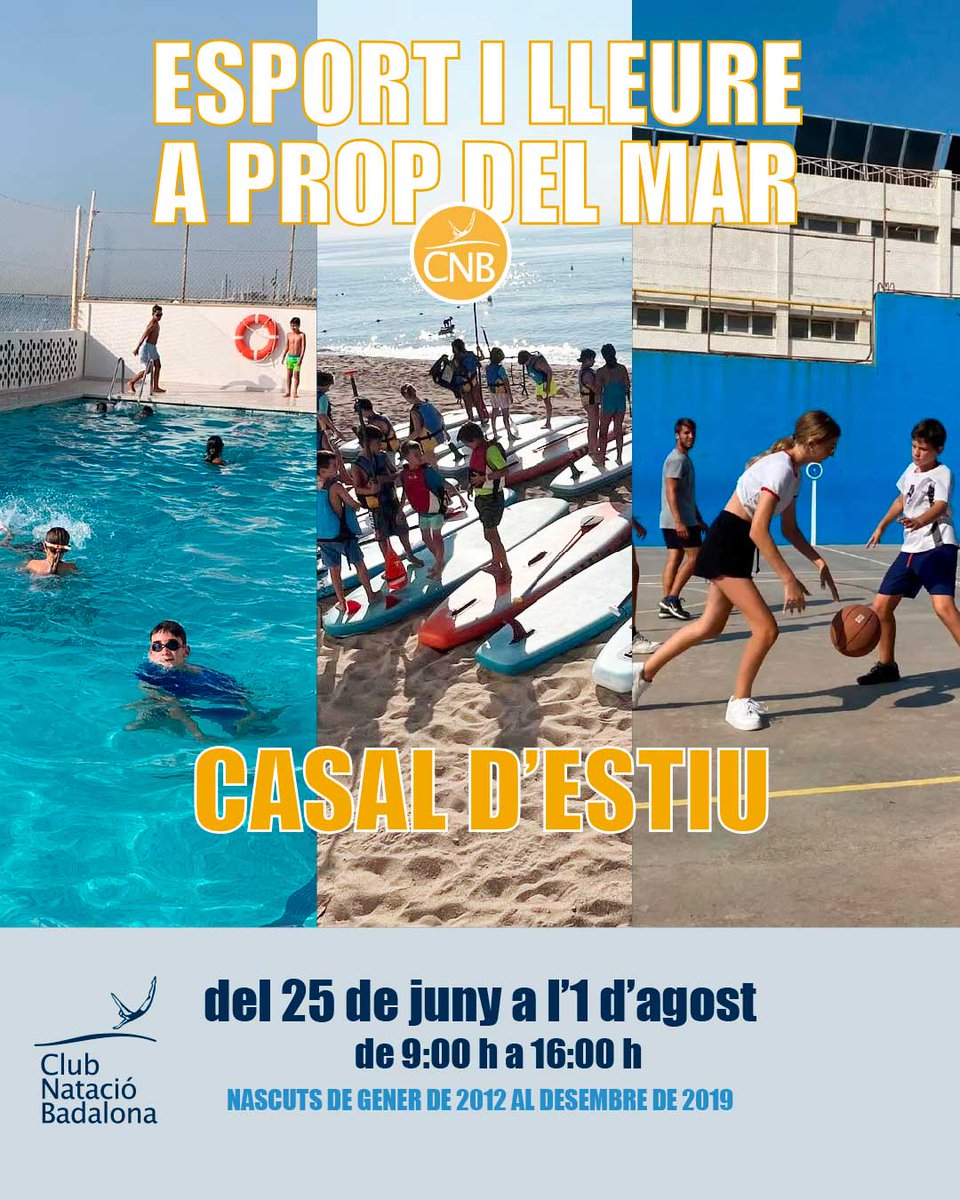 🌞 El Casal d’Estiu ja s’acosta! 🌞

Ben aviat obrirem la preinscripció online! 💙

📅 Del 25 al 29 d’abril
🔹 Obert per a famílies sòcies i per a aquells que vulguin fer el torn de casal sencer.

📅 A partir del 30 d’abril
🔹 Obrim la resta de torns i places.

#CNBadalona