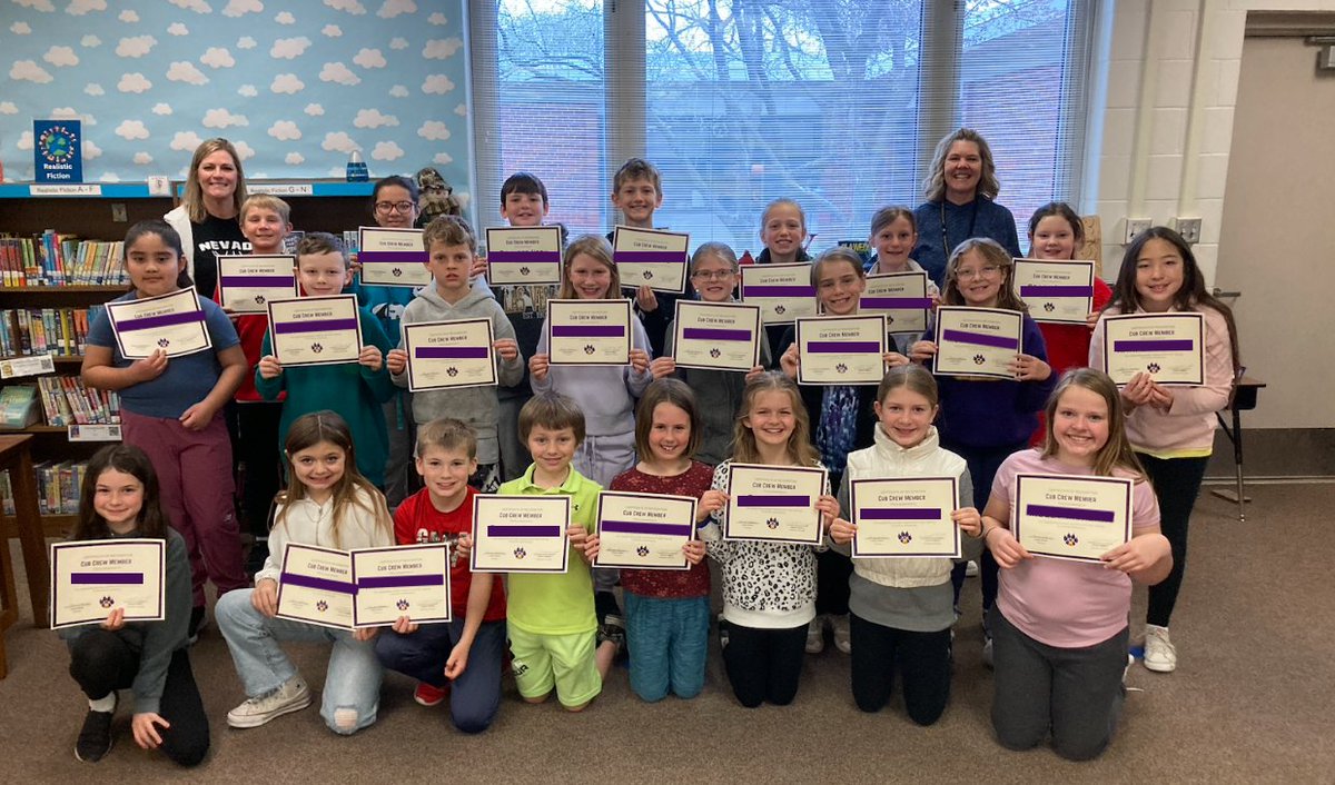 The second annual "Cub Crew" mentorship has successfully concluded, pairing 3rd &amp; 4th graders with K-2 students to enhance reading skills. 

For 6 weeks, they met 4 days a week for 10-15 minutes, fostering fluency, friendships &amp; fun! #NevadaCubPride