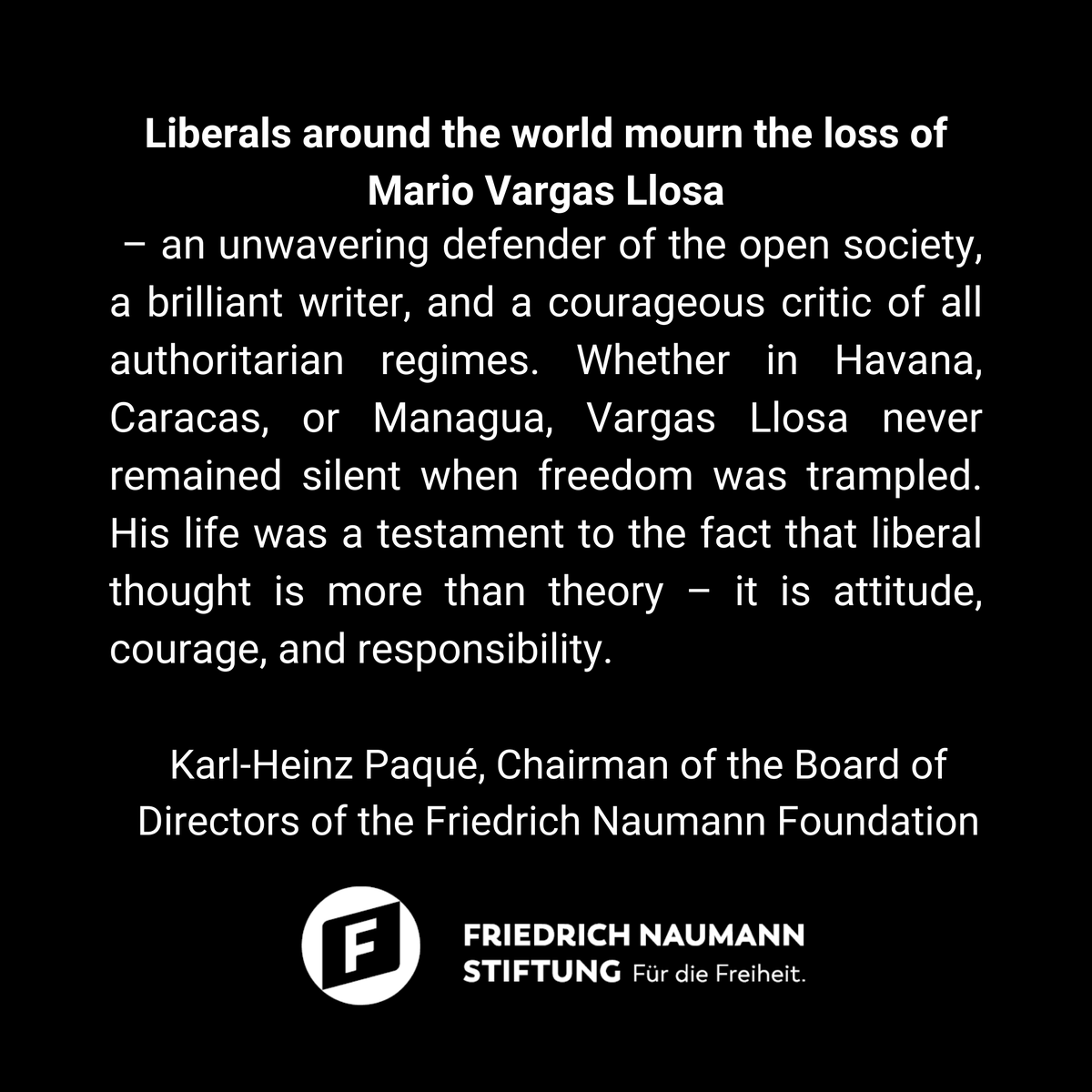Fundación Friedrich Naumann México (@fnfmexico) on Twitter photo El presidente de la junta directiva de <a href="/FNFreiheit/">Friedrich-Naumann-Stiftung für die Freiheit</a> y de <a href="/liberalinternat/">Liberal International</a>, <a href="/KH_Paque/">Karl-Heinz Paqué</a>, rinde homenaje a Mario Vargas Llosa con una poderosa reflexión sobre su legado liberal. El presidente de la junta directiva de <a href="/FNFreiheit/">Friedrich-Naumann-Stiftung für die Freiheit</a> y de <a href="/liberalinternat/">Liberal International</a>, <a href="/KH_Paque/">Karl-Heinz Paqué</a>, rinde homenaje a Mario Vargas Llosa con una poderosa reflexión sobre su legado liberal.