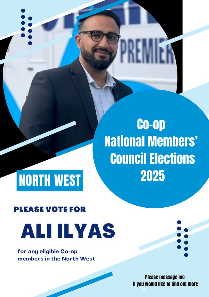 For any eligible Co-op members in the North West, I’m running for the National Members Council and would be grateful if you would cast me as your number one Vote ❎
 #Coop