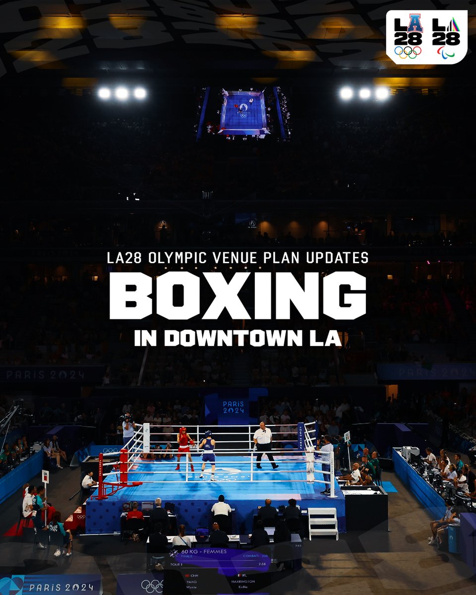 LA28 (@la28) on Twitter photo Boxing's 2028 Olympic venue coming to you live in: 3-2-1... 1-2-1-2-3-2-1...​
Get ready to cheer on every jab, cross and hook from the Peacock Theater in Downtown Los Angeles (prelims) and the Arena in Downtown Los Angeles (finals). 🥊​
<a href="/RealWorldBoxing/">World Boxing</a> | #LA28 Boxing's 2028 Olympic venue coming to you live in: 3-2-1... 1-2-1-2-3-2-1...​
Get ready to cheer on every jab, cross and hook from the Peacock Theater in Downtown Los Angeles (prelims) and the Arena in Downtown Los Angeles (finals). 🥊​
<a href="/RealWorldBoxing/">World Boxing</a> | #LA28