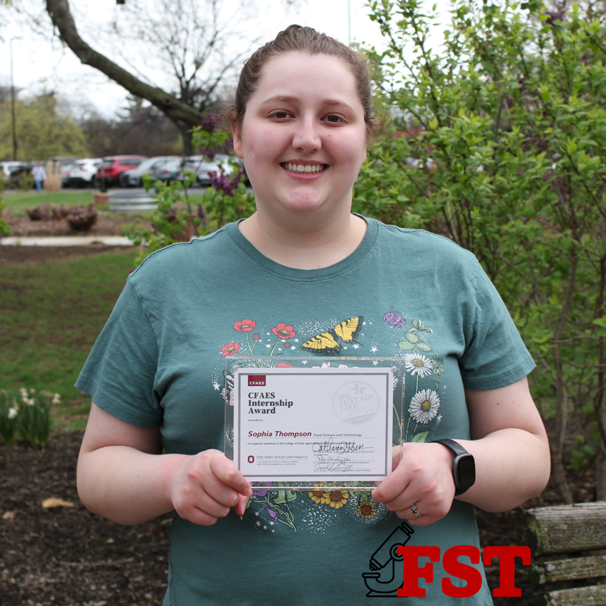 Ohio State Food Science (@osufoodscience) on Twitter photo Congratulations to Sophia Thopson who received the 2025 CFAES Internship Award. This award recognizes students who have excelled at internships within their respective fields. #CFAES #foodscience Congratulations to Sophia Thopson who received the 2025 CFAES Internship Award. This award recognizes students who have excelled at internships within their respective fields. #CFAES #foodscience