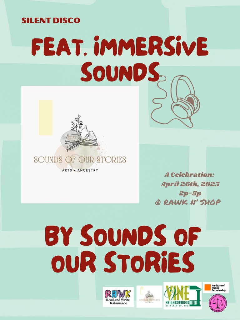 ReadWriteKzoo's tweet image. We’re throwing a silent disco-and trust us, you want to be there.

Free. Fresh. Unforgettable.
Bring your people. Bring your energy. Let’s move.

It’s going down. Don’t hear about it later—be there.

Saturday, April 26th, 2025
Time: 2:00p-5:00p
Location: 802 S. Westnedge Ave.