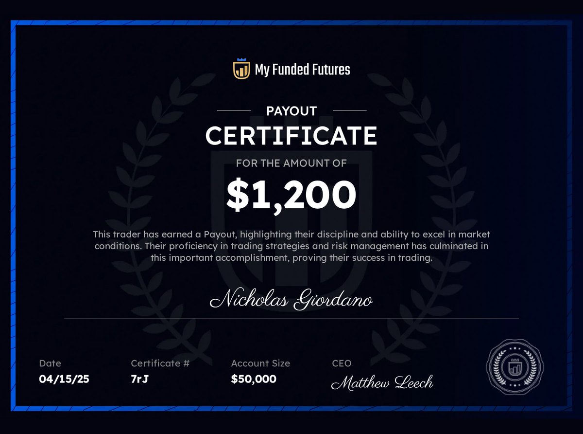 Nicky_NQ (@nicky_nq) on Twitter photo Obligatory first payout post with <a href="/MyFundedFutures/">MyFundedFutures</a> ! If you’ve been following my journey, you know how big and hard earned of an accomplishment this is for me.
This will be the only one I share.
#IsItEvenAPayoutIfYouDontPostAboutIt Obligatory first payout post with <a href="/MyFundedFutures/">MyFundedFutures</a> ! If you’ve been following my journey, you know how big and hard earned of an accomplishment this is for me.
This will be the only one I share.
#IsItEvenAPayoutIfYouDontPostAboutIt