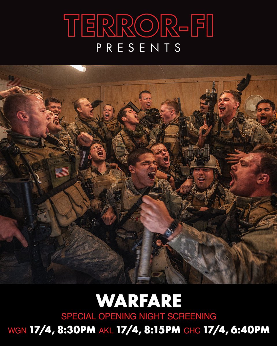 This Thursday, be the first to experience A24’s heart-pounding new film WARFARE, from Alex Garland ('Civil War', 'Ex Machina', 'Annihilation') and war veteran Ray Mendoza. "Undeniably one of the most immersive and visceral war movies ever made"
Tix: terrorfifest.com
