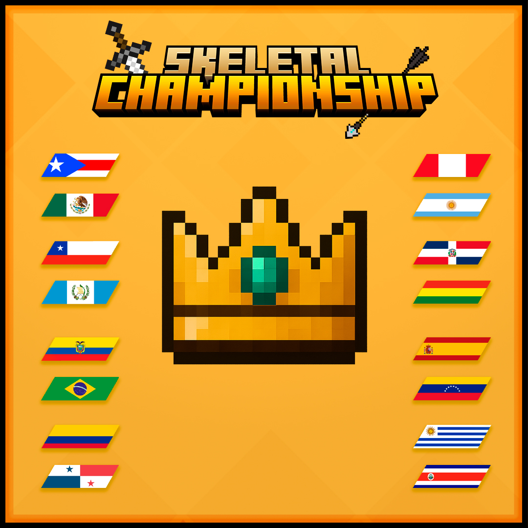 🔥¡Primer torneo Hispano en Minecraft!🔥
🇲🇽🇵🇪🇦🇷🇩🇴🇧🇴🇪🇸🇻🇪🇺🇾🇨🇷🇵🇷🇨🇱🇭🇳🇨🇴🇧🇷🇪🇨🇵🇦

Haré esta competencia para mi canal de YouTube. Estos son los países participantes...

Si algún streamer gusta liderar a su nación, es bienvenido.

🗓️¡El sábado haré el sorteo para saber los contrincantes!