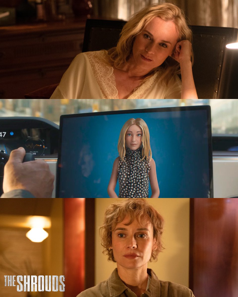 The many faces of Diane Kruger in THE SHROUDS. Uncover how each of them haunt the narrative, in Canadian theatres April 25.