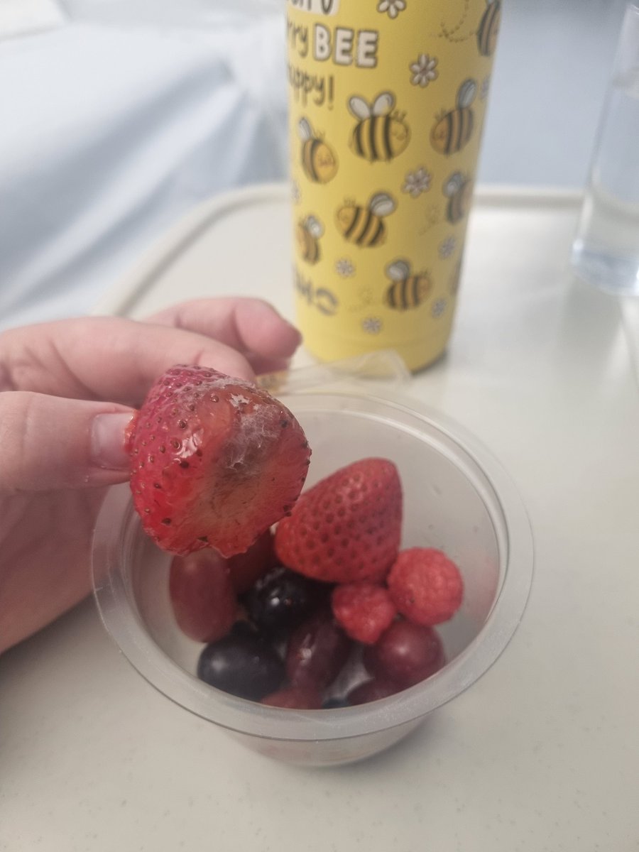 Miss_Twizz's tweet photo. @marksandspencer My husband bought me a berry medley while in hospital today (15/04/25) with a Use By of 17/04/25 but the strawberries have furry mold on the!! He bought it at the hospital M&amp;S self checkout so he didn't get a receipt, but this is not ok 🤢 https://t.co/KpPxqDkUmA