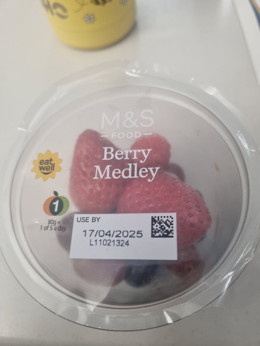 Miss_Twizz's tweet photo. @marksandspencer My husband bought me a berry medley while in hospital today (15/04/25) with a Use By of 17/04/25 but the strawberries have furry mold on the!! He bought it at the hospital M&amp;S self checkout so he didn't get a receipt, but this is not ok 🤢 https://t.co/KpPxqDkUmA