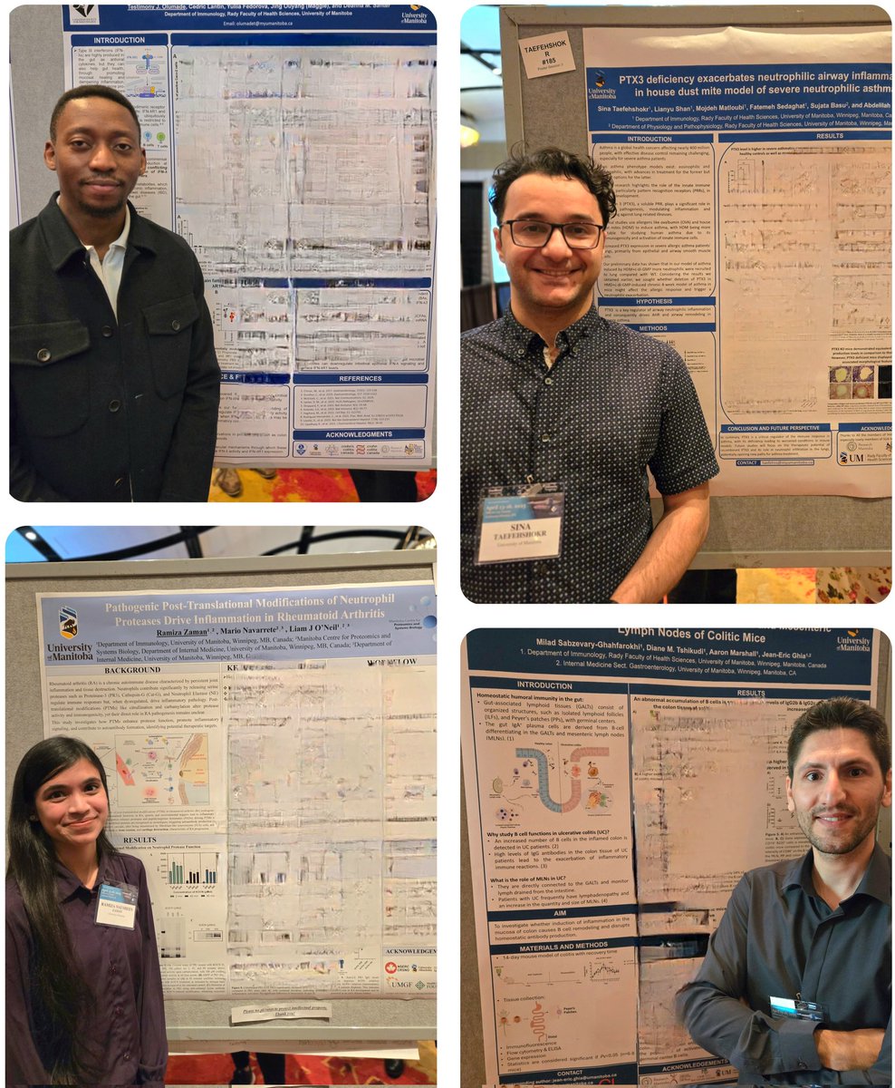 Dr. Deanna Santer (@drdeannasanter) on Twitter photo 2nd poster session for <a href="/UM_Immu/">Dept of Immunology @ UofM</a> trainees at #CSI2025! Great posters again this time covering gut health/colitis, asthma and rheumatoid arthritisππ»ππ»ππ»
<a href="/CdnImmunol/">Canadian Society for Immunology</a>
<a href="/Mr_Olumade/">T. J. Olumade βͺ</a> 2nd poster session for <a href="/UM_Immu/">Dept of Immunology @ UofM</a> trainees at #CSI2025! Great posters again this time covering gut health/colitis, asthma and rheumatoid arthritisππ»ππ»ππ»
<a href="/CdnImmunol/">Canadian Society for Immunology</a>
<a href="/Mr_Olumade/">T. J. Olumade βͺ</a>