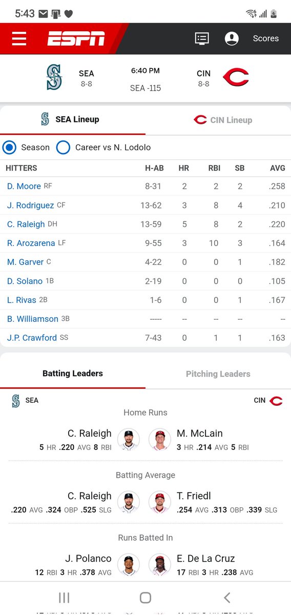LSBR11's tweet image. Official lineup posted. #LSBaseball player Ben Williamson makes his MLB debut tonight for the Mariners at third base!