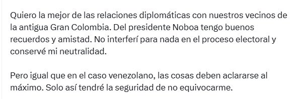 ‼️#URGENTE
El presidente de #Colombia, <a href="/petrogustavo/">Gustavo Petro</a>, asegura que tiene información preocupante sobre las elecciones en #Ecuador. Asegura una supuesta detención de Leónidas Iza, días antes de las votaciones. Pide al gobierno entregar las actas de cada mesa para ser verificadas.