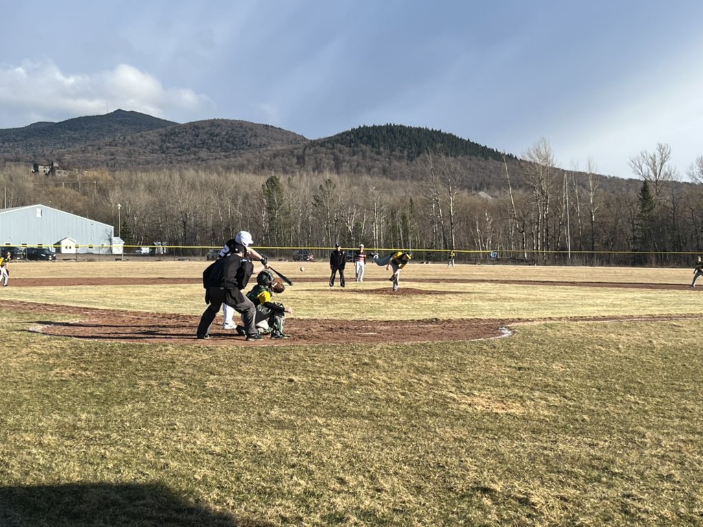 Hornet baseball in historic Lyon Mountain versus NAC. Carson D. at bat