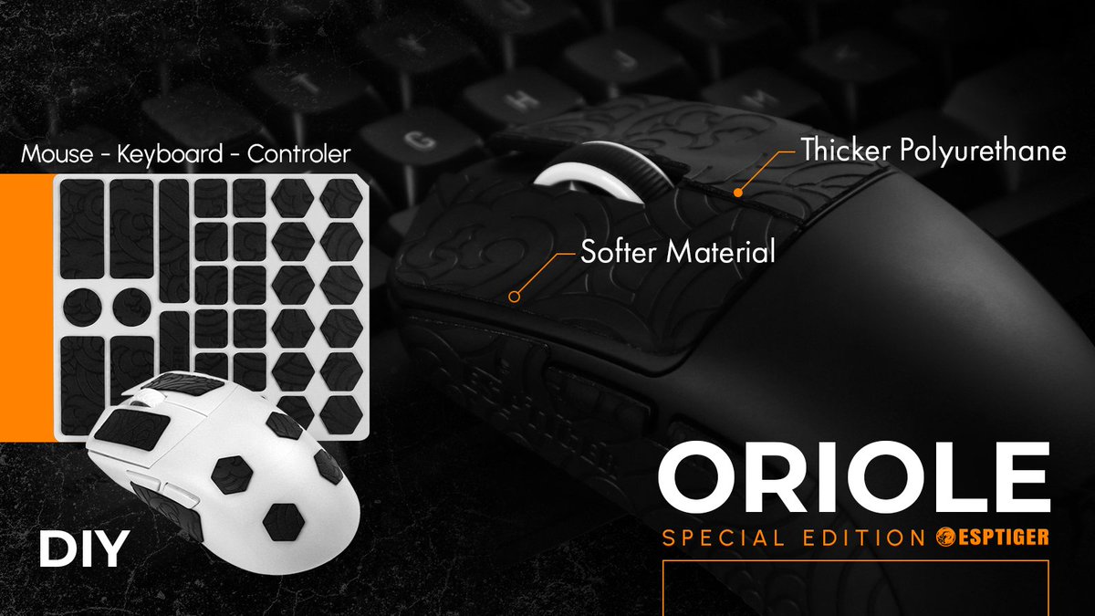Refine your control with the EspTiger ORIOLE Grip Tape ◾️ BLACK SPECIAL EDITION ◾️
Its glossy, laser-etched design and subtly enhanced thickness deliver a sweat-free, luxurious grip. Crafted for precision with trusted 3M adhesive. 

🔸Discover it at: addiceinc.com/collections/es…